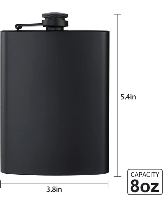 Custom Engraved 8oz Stainless Steel Flask (matte black)